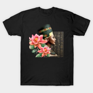 Queen Nefertiti With Pink Lotus T-Shirt